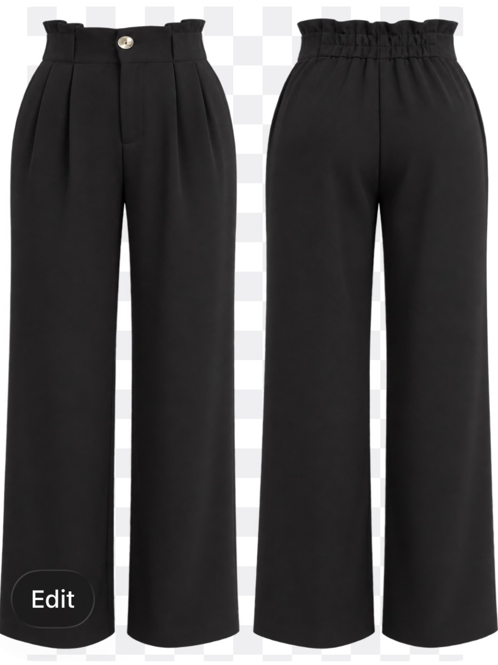 Zara Black High-Waist Paperbag Wide-Long-Leg Trousers
